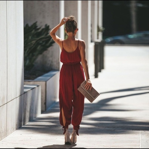 Wine Red Jumpsuit - Picture 2 of 3